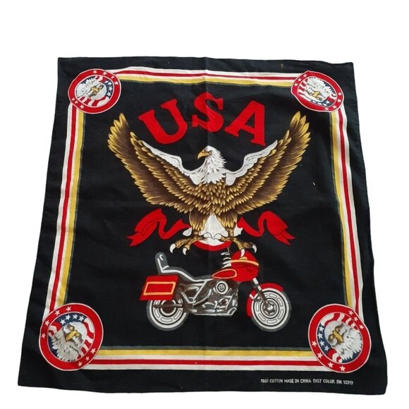 Biker Bandana Patriotic Eagle USA Motorcycle Ride 20" x 20" - Picture 1 of 7